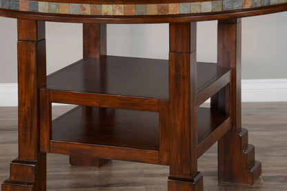 Santa Fe - 60" Round Table With Lazy Susan - Dark Chocolate