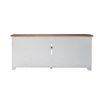 Fireplace TV Consoles - 80" Console With Fire FTS Set - Brown / White