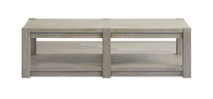 Burgess - Rectangular Shelf Cocktail Table With Casters - Calico Gray