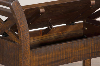 Homestead - Accent Bench With Storage, Wood Seat - Tobacco Leaf