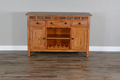 Sedona - Wood Buffet With Natural Slate - Rustic Oak