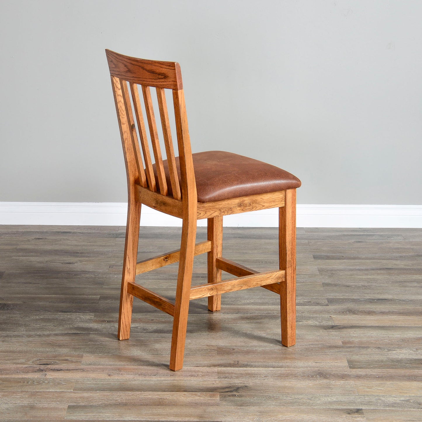 Sedona - Counter Slatback Barstool, Cushion Seat (Set of 2) - Rustic Oak
