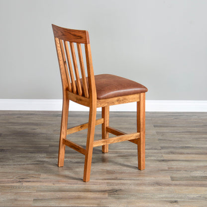 Sedona - Counter Slatback Barstool, Cushion Seat (Set of 2) - Rustic Oak