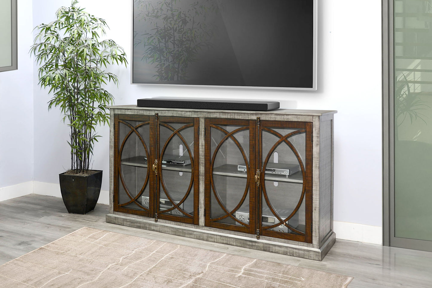 Homestead Hills - Media Console - Tobacco Leaf / Alpine Gray