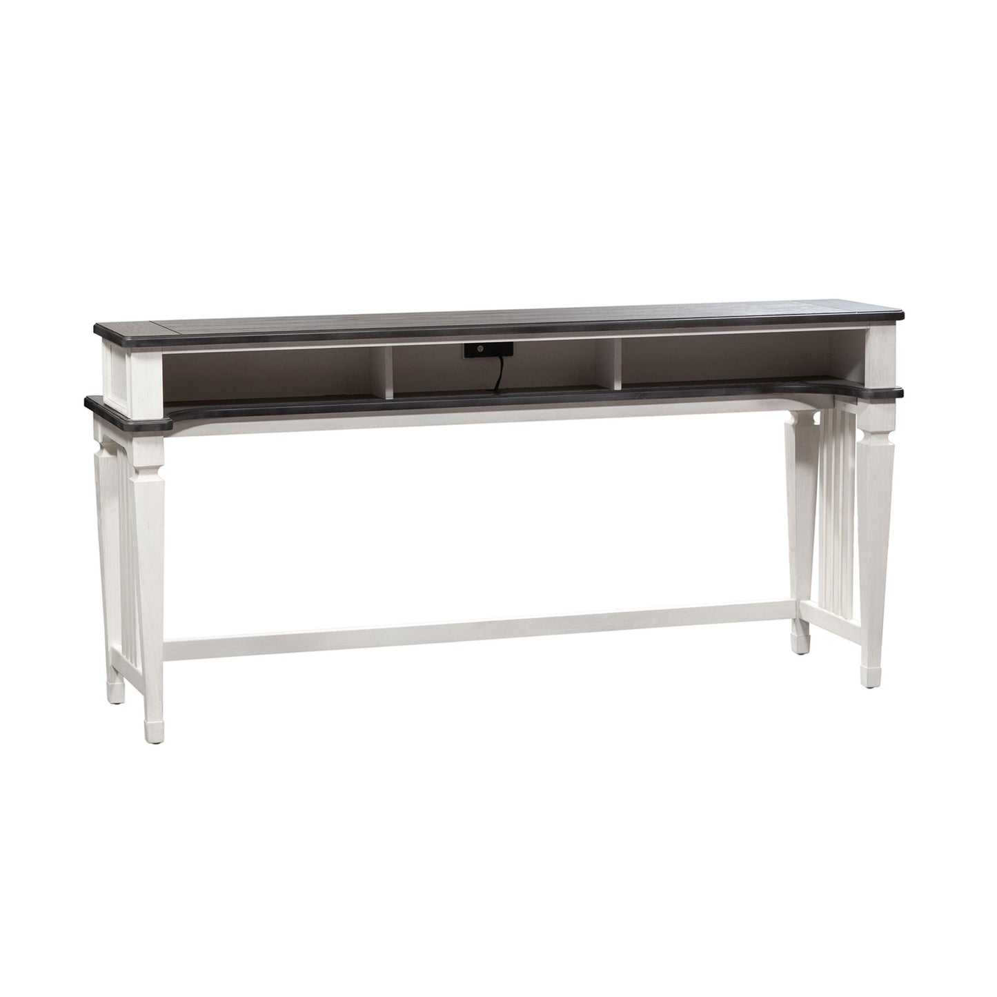 Allyson Park - Console Bar Table - Wirebrushed White / Charcoal