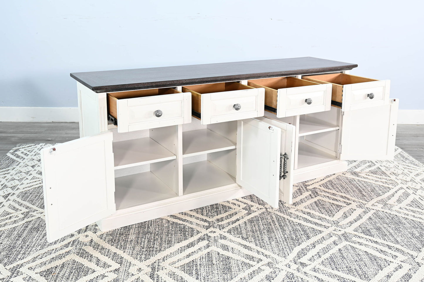 Carriage House - Credenza - Cottage White / Europen Dark