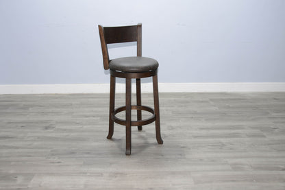 Homestead - 30"H Swivel Barstool, Cushion Seat & Back (Set of 2) - Dark Brown