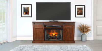 78" Barn Door Media Console With Electric Fireplace