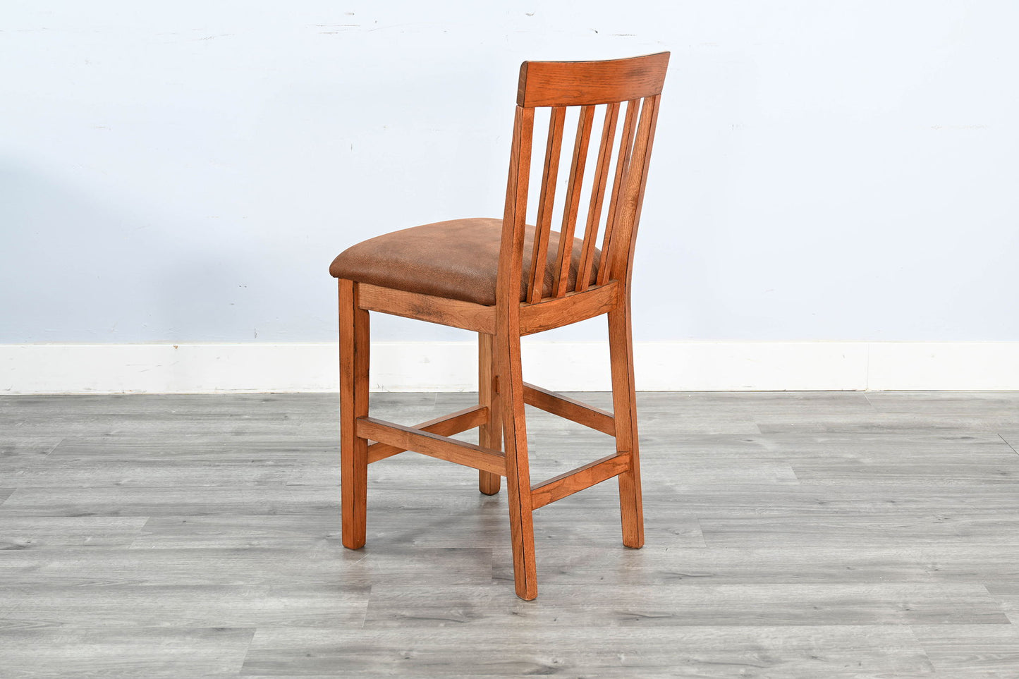 Sedona - Counter Slatback Barstool, Cushion Seat (Set of 2) - Rustic Oak