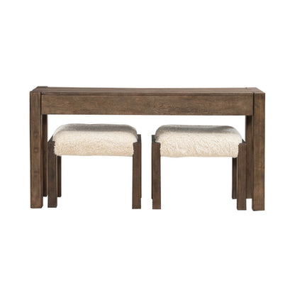 Broadmore - 3 Piece Table Set (1 Console Table 2 Console Stools) - Cobblestone Brown