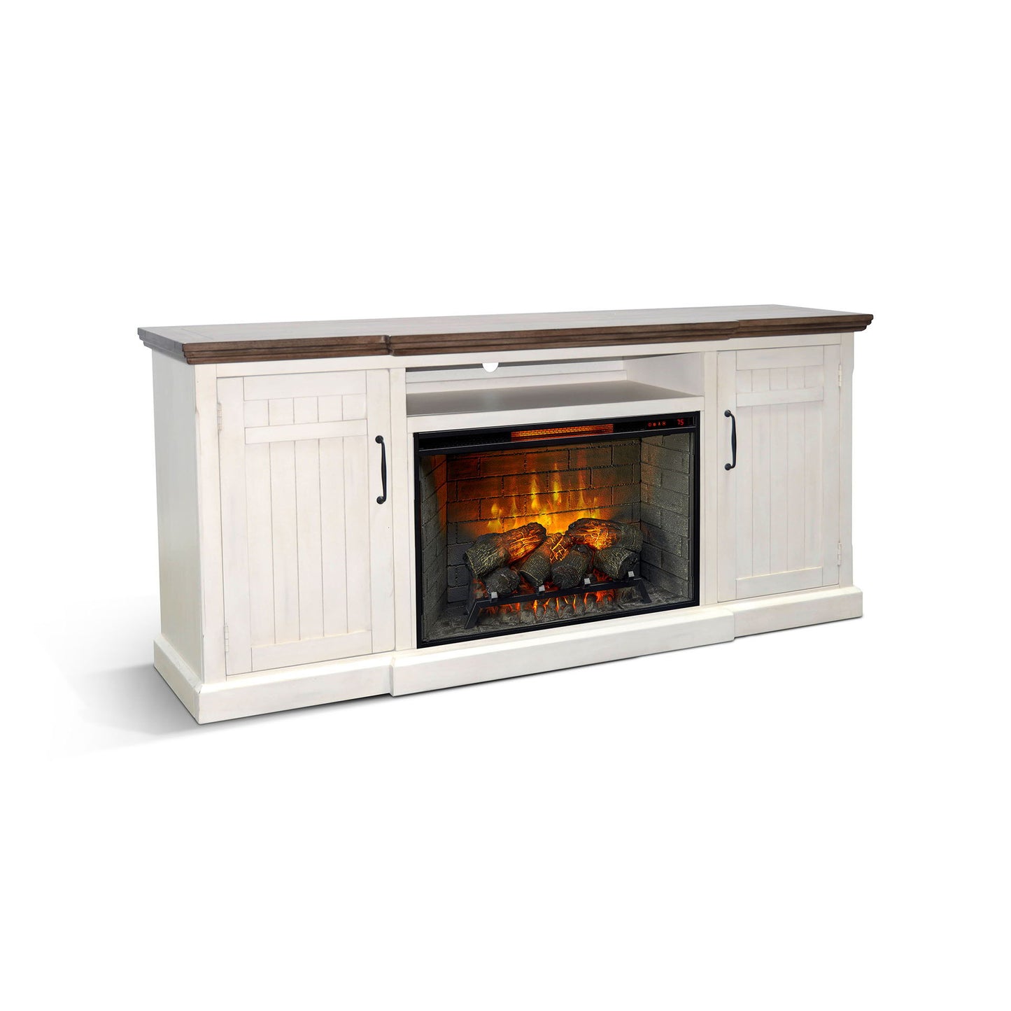 Pasadena - TV Console With Fireplace Option - Buckskin / Marble White