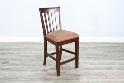 Santa Fe - Slatback Counter Stool With Cushion Seat (Set of 2) - Dark Chocolate