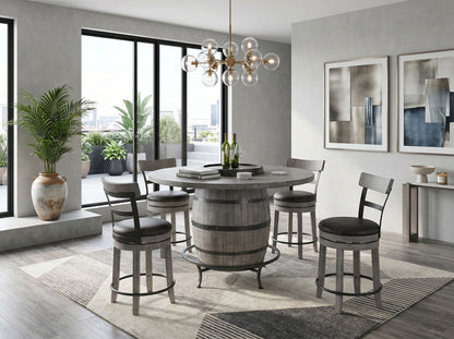 Alpine - Round Pub Table With Wine Barrel Base - Gray